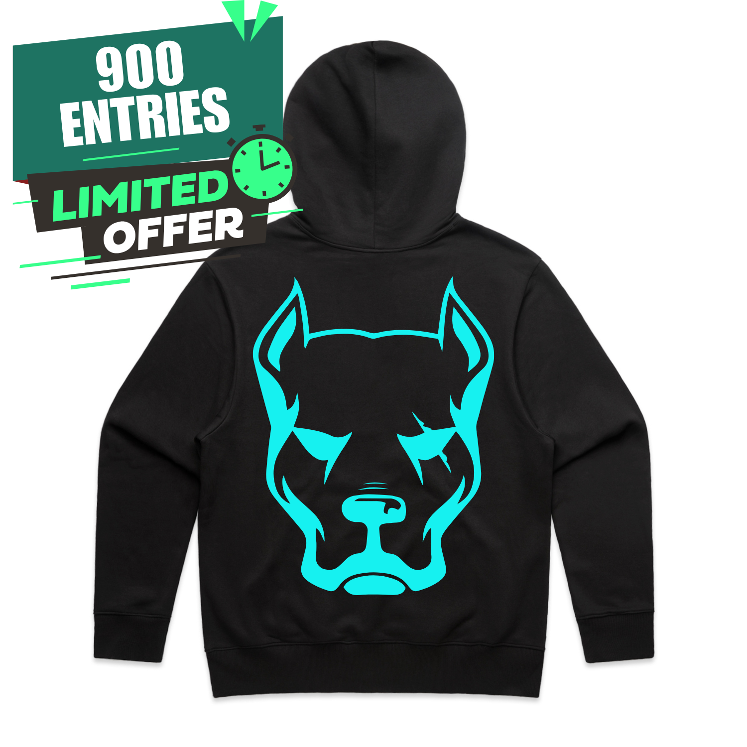 Dog Head Hoodie Black