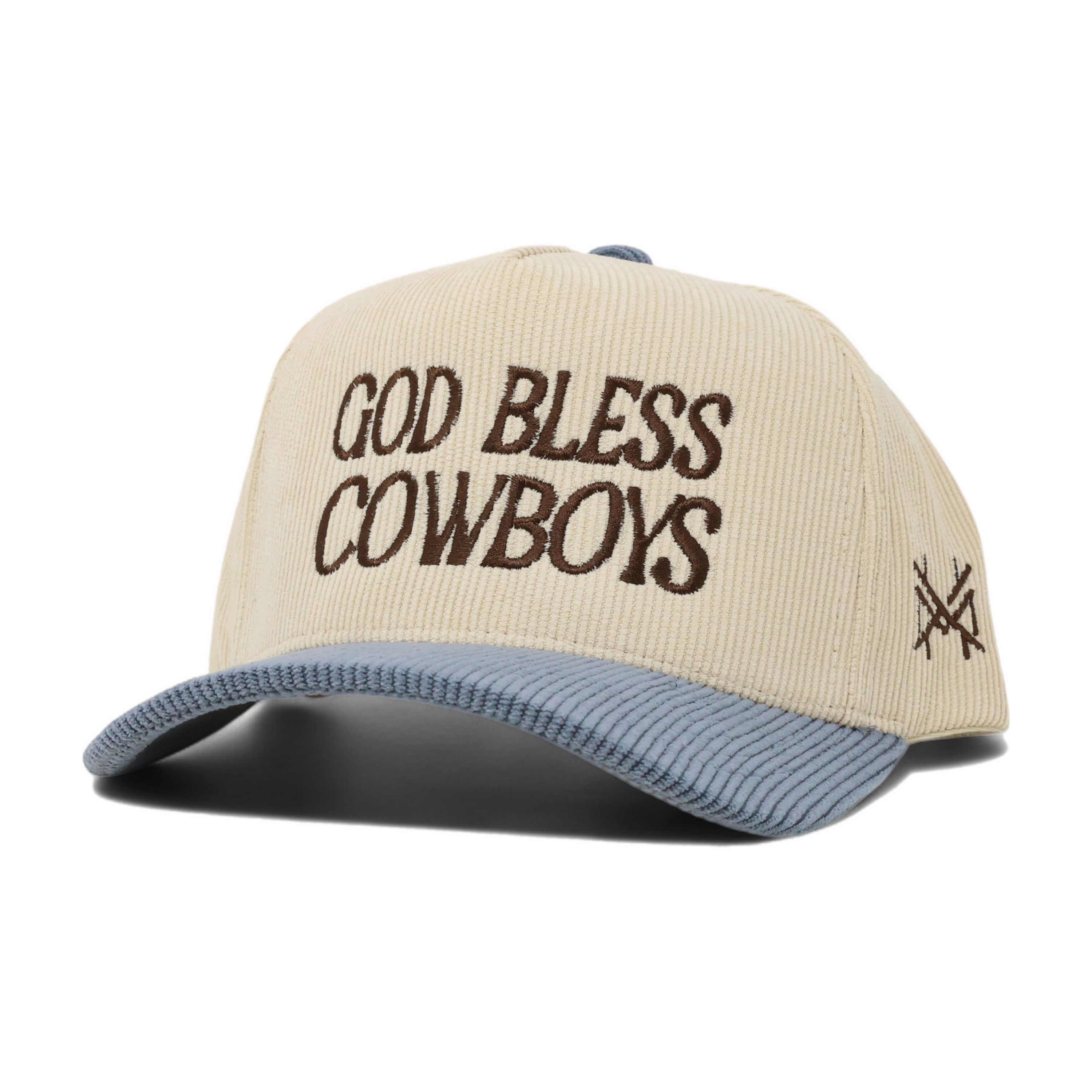 God Bless Cowboys Trucker Hat - Retro Corduroy Denim/Natural