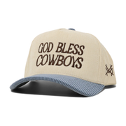 God Bless Cowboys Trucker Hat - Retro Corduroy Denim/Natural